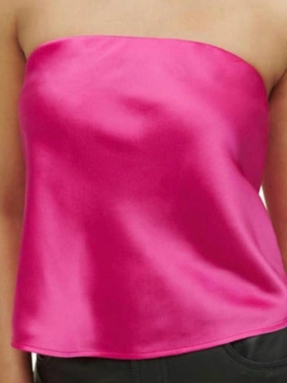 Reformation 100% Silk Strapless Tube Top - Hot Pink